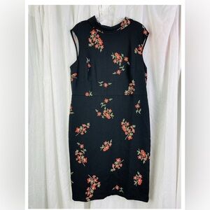 Ann Taylor Factory Dress Women’s 14 Black Floral Sheath Mock Neck Sleeveless NWT